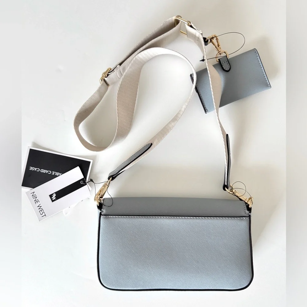 Nine West Light Blue Crossbody With Card Case - NWT